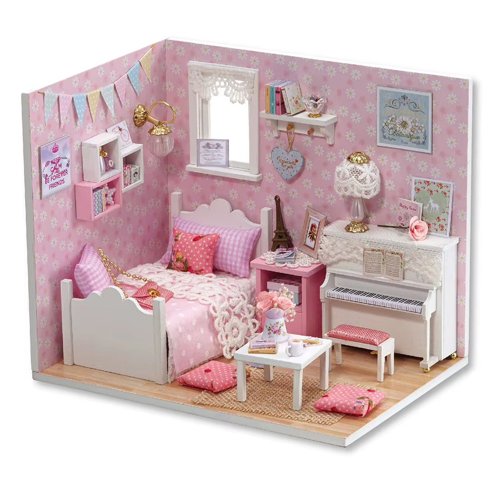 DIY 3D Wooden Dollhouse Mini House Furniture Apartment Doll Penthouse Furniture Swimming Pool Girl Kids Gift Educational Toys