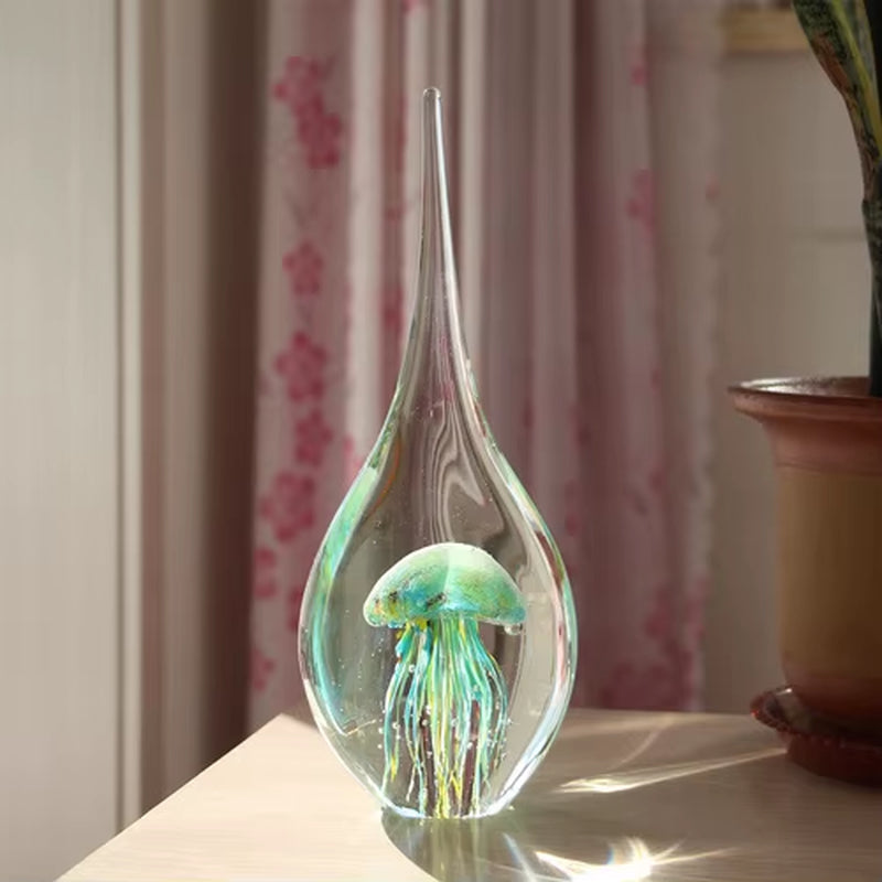 Glass Decoration Office Living Room Decoration Decoration Porch Wine Cabinet Glass Water Drop Decoration Jellyfish Gift Souvenir