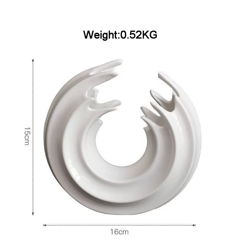 Nordic Creative round Light Luxury Abstract Sea Wave Ceramic Statue Decoration Living Room Bedroom Office Desk Decoration Gifts