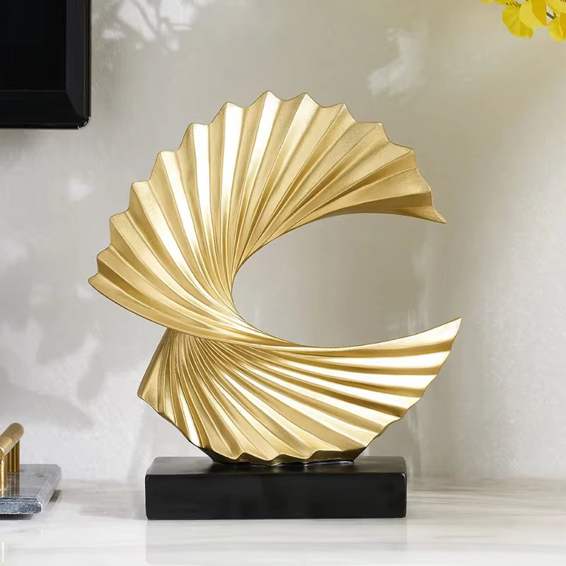 Modern Decor Abstract Sculpture Resin Sculptur Art Golden Statue Living Room Home Decoration Office Desk Decoration Accessories