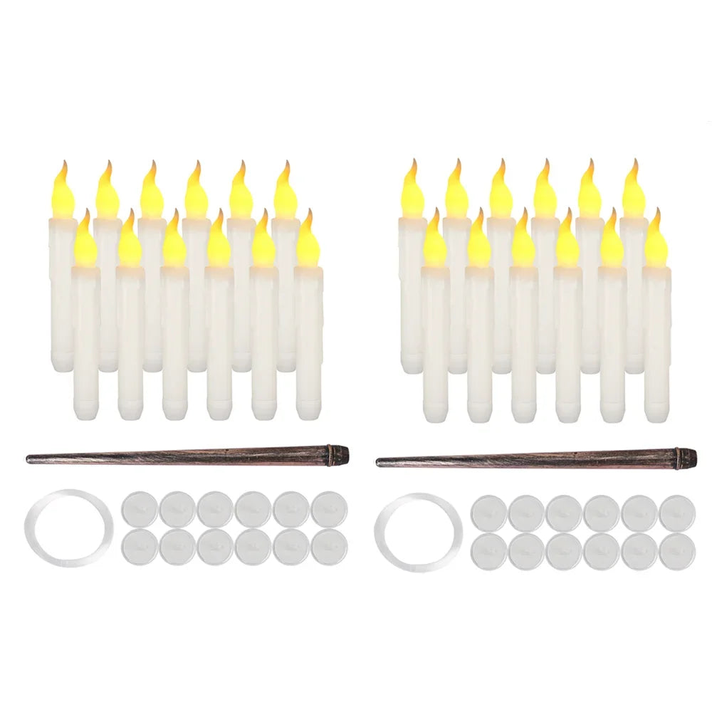 24/48Pc Pack Floating Candles with Wand Magic Flickering Flameless LED Candle for Indoor Bedroom Party Christmas Decorations