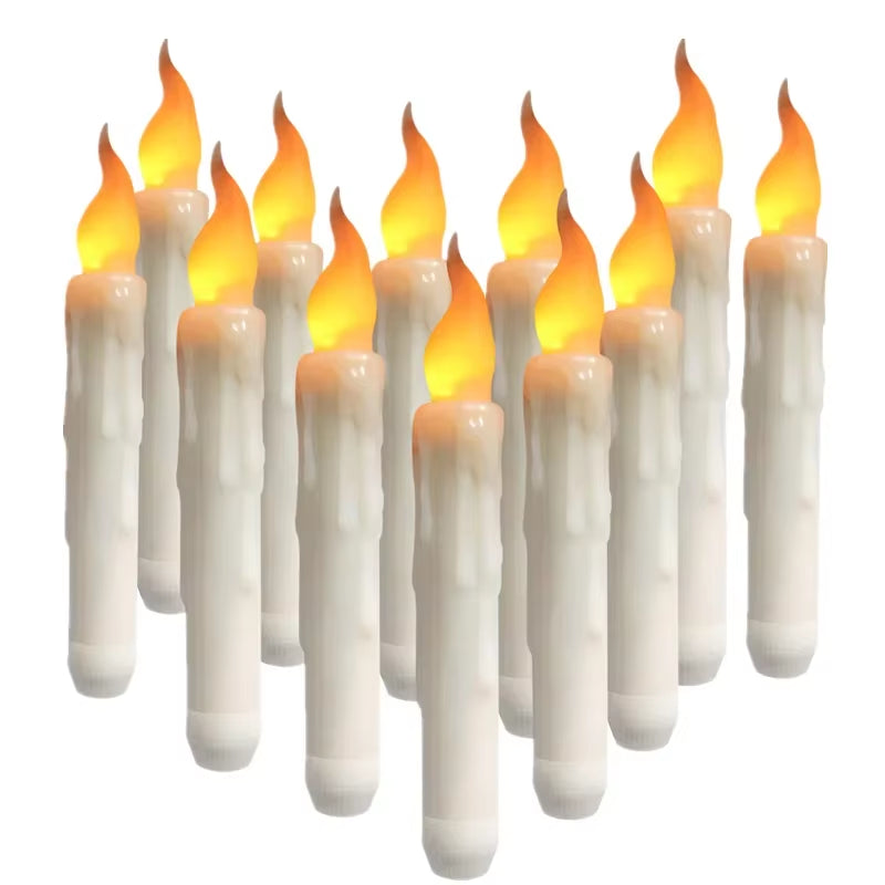 6/24Pcs Electric Flameless Long LED Candle Lights for Wedding Party Church Decoration Height Candlestick Taper Candles Lamp