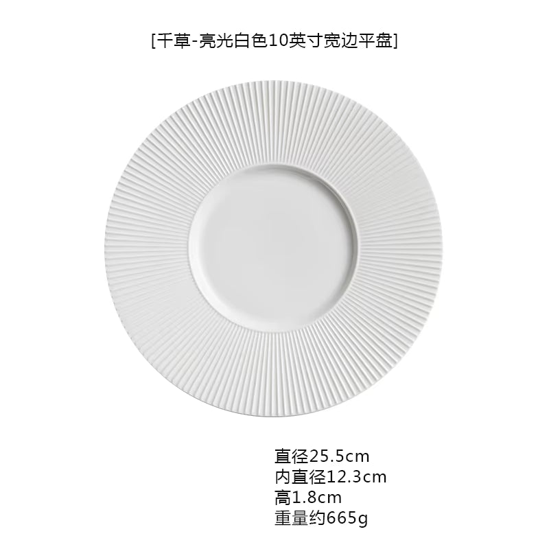 Nordic Simple Steak Plate Vertical Western Tableware Creative French Pasta Plate Fruit Salad Kitchen Utensils Home Decorations