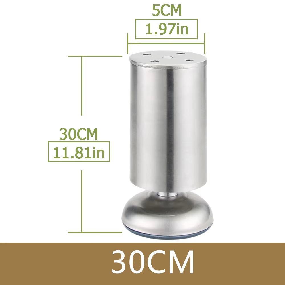 [] 4PCS Thickened Adjustable Stainless Steel Cylindrical Furniture Leg Sofa Leg Cabinet Leg High-Strength Furniture Feet