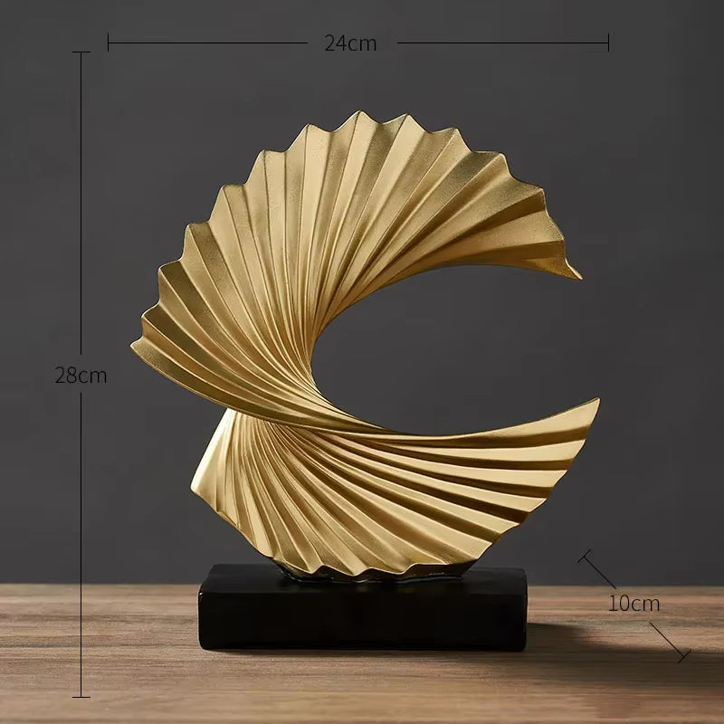 Modern Decor Abstract Sculpture Resin Sculptur Art Golden Statue Living Room Home Decoration Office Desk Decoration Accessories