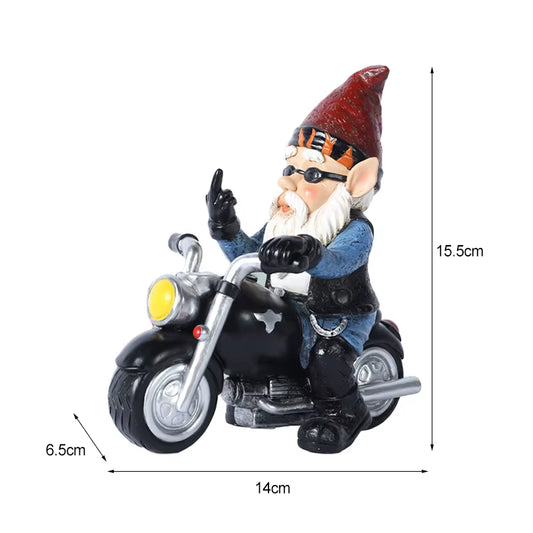 Biker Gnome with Motorcycle Statue Resin Figurine Garden Gnomes Decorations for Patio Yard Lawn Porch Full Color in Stock