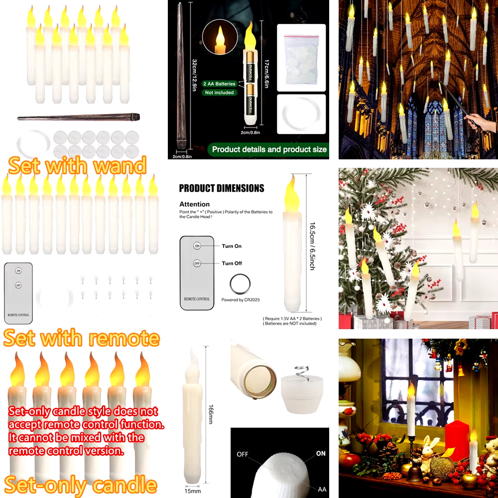 6/24Pcs Electric Flameless Long LED Candle Lights for Wedding Party Church Decoration Height Candlestick Taper Candles Lamp