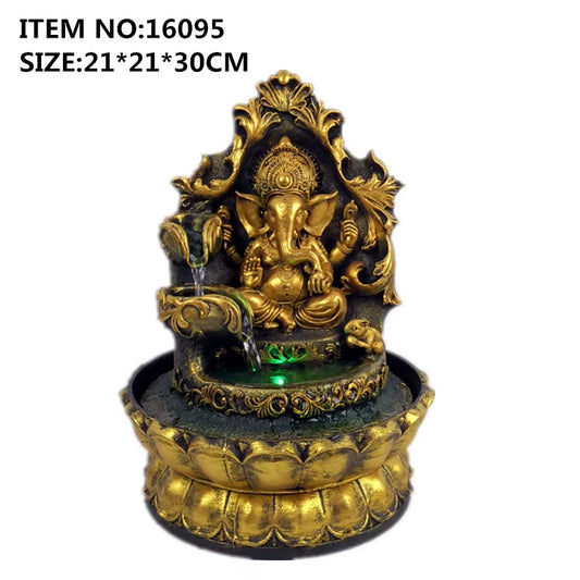 Handmade Hindu Ganesha Statue Indoor Water Fountain Led Waterscape Home Decorations Lucky Feng Shui Ornaments Zen Yoga Decor