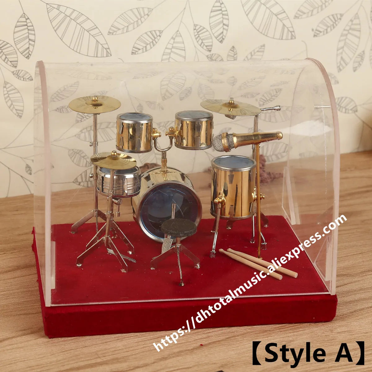 Mini Drum Set Miniature Model Drum Set Model Miniature Copper Mini Musical Instrument Model Collection