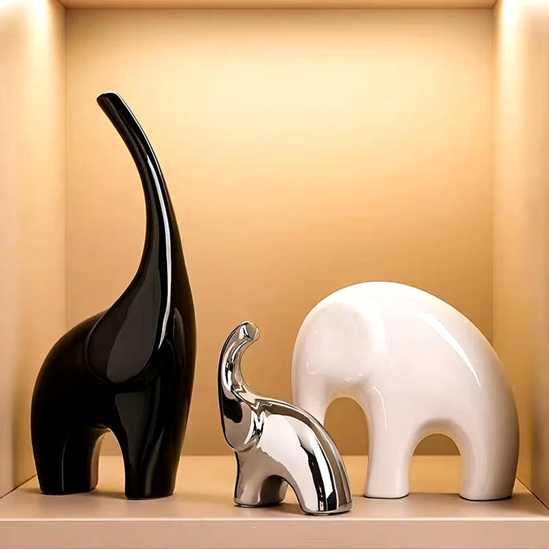 Family of Three Elephants Home Accessories Living Room Light Luxury Ornament TV Cabinet High-End Wine Cabinet Decorations