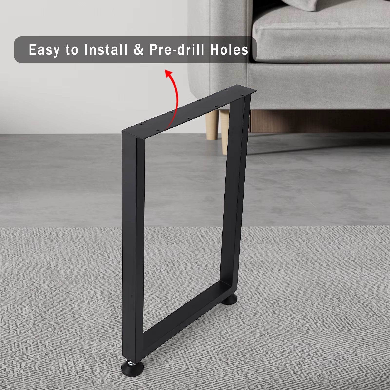 Metal Table Legs Adjustable Furniture Legs Table Legs Replacement Heavy Duty Square Tube Desk Legs Furniture Legs