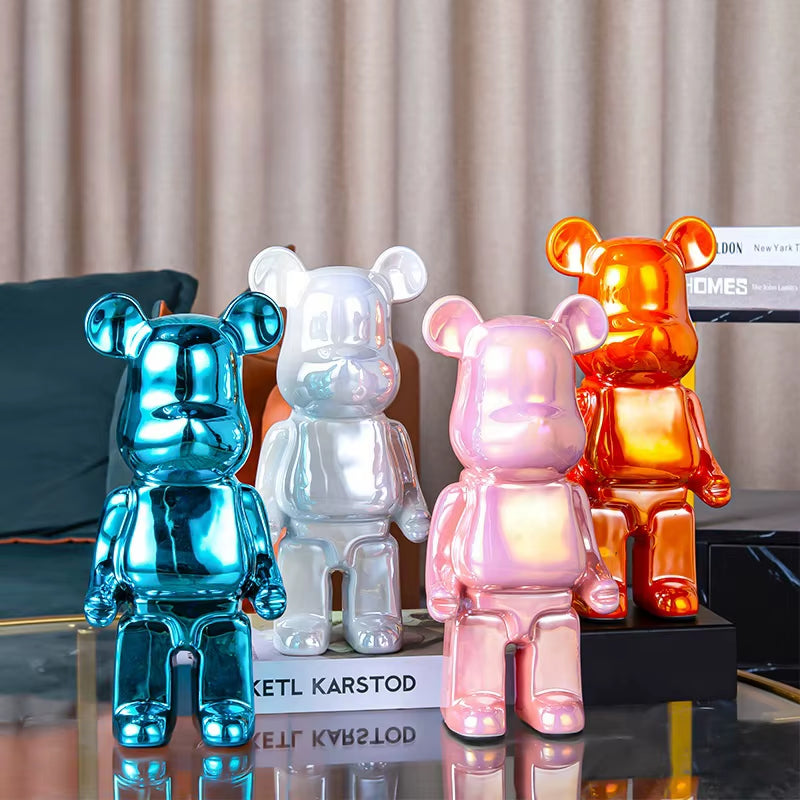 400% Bears Figurines Ceramics Violent Bear Piggy Bank Statue Kawaii Cartoon Figure Office Book Shelf Ornament Home Decorations