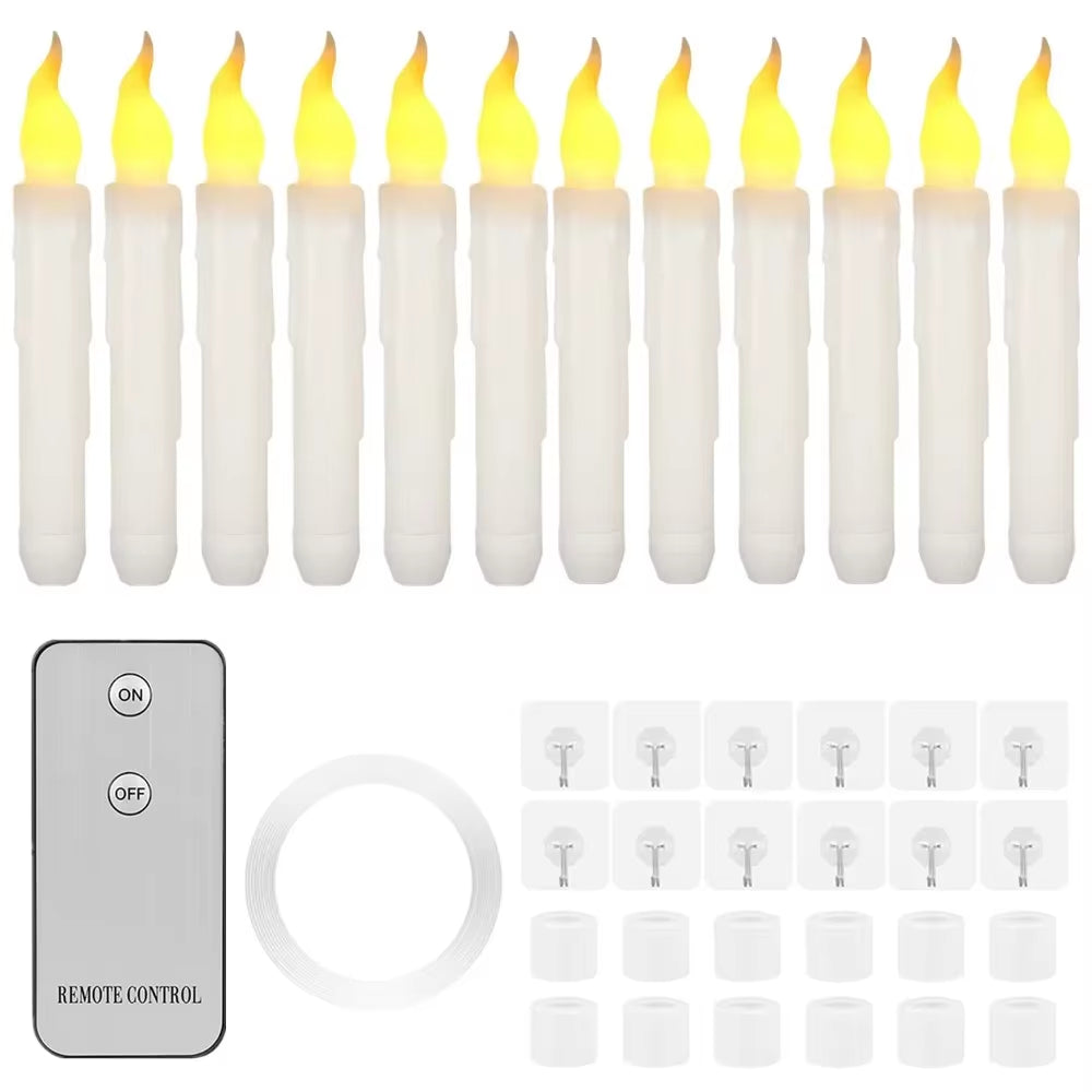 6/24Pcs Electric Flameless Long LED Candle Lights for Wedding Party Church Decoration Height Candlestick Taper Candles Lamp