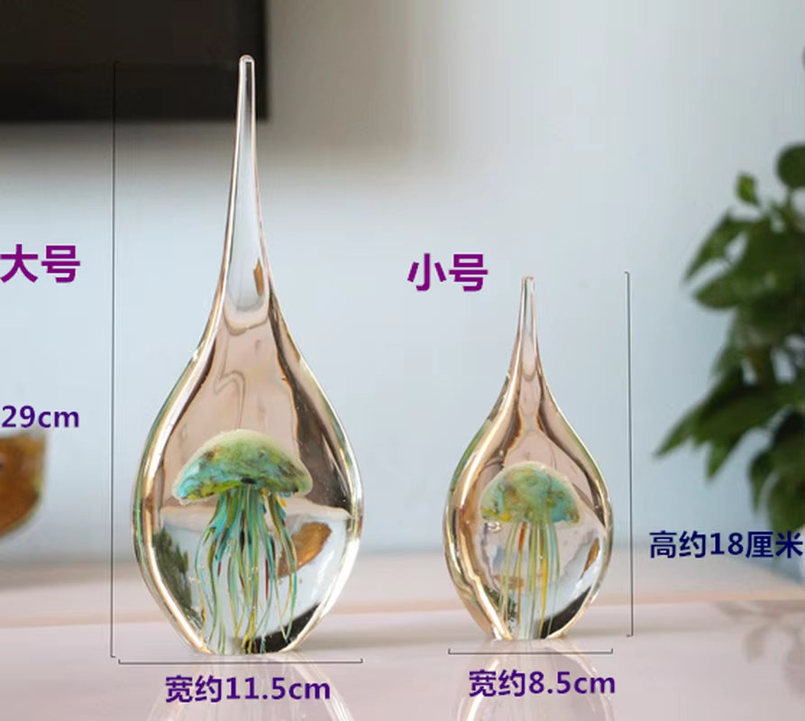 Glass Decoration Office Living Room Decoration Decoration Porch Wine Cabinet Glass Water Drop Decoration Jellyfish Gift Souvenir