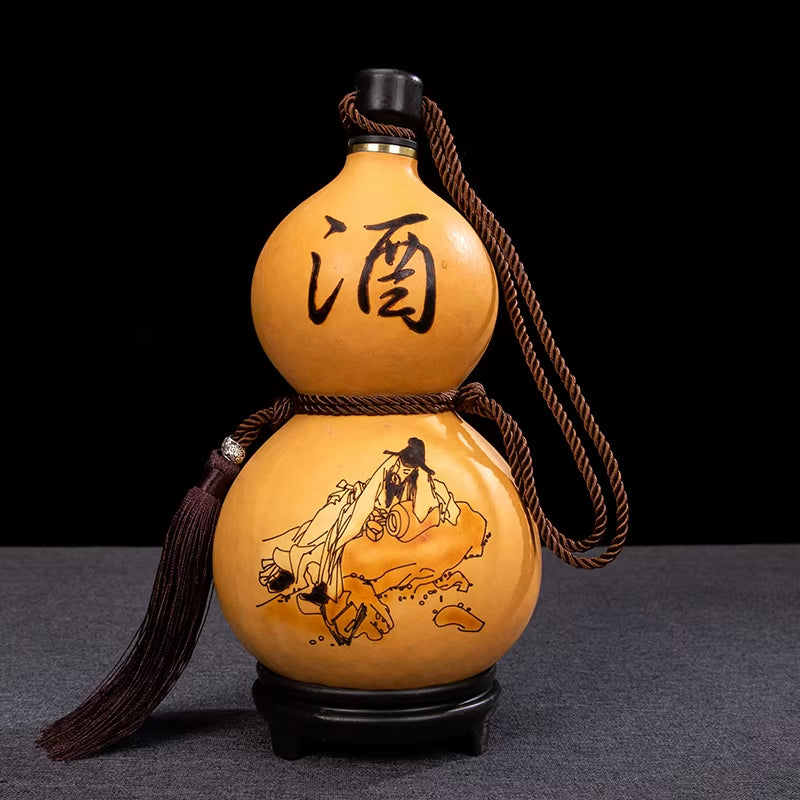 Natural Gourd Crafts Handmade Liquor Container Home Decorations Creative Water Bottle Flagon Artwork Wood Crafts Chic Ornaments