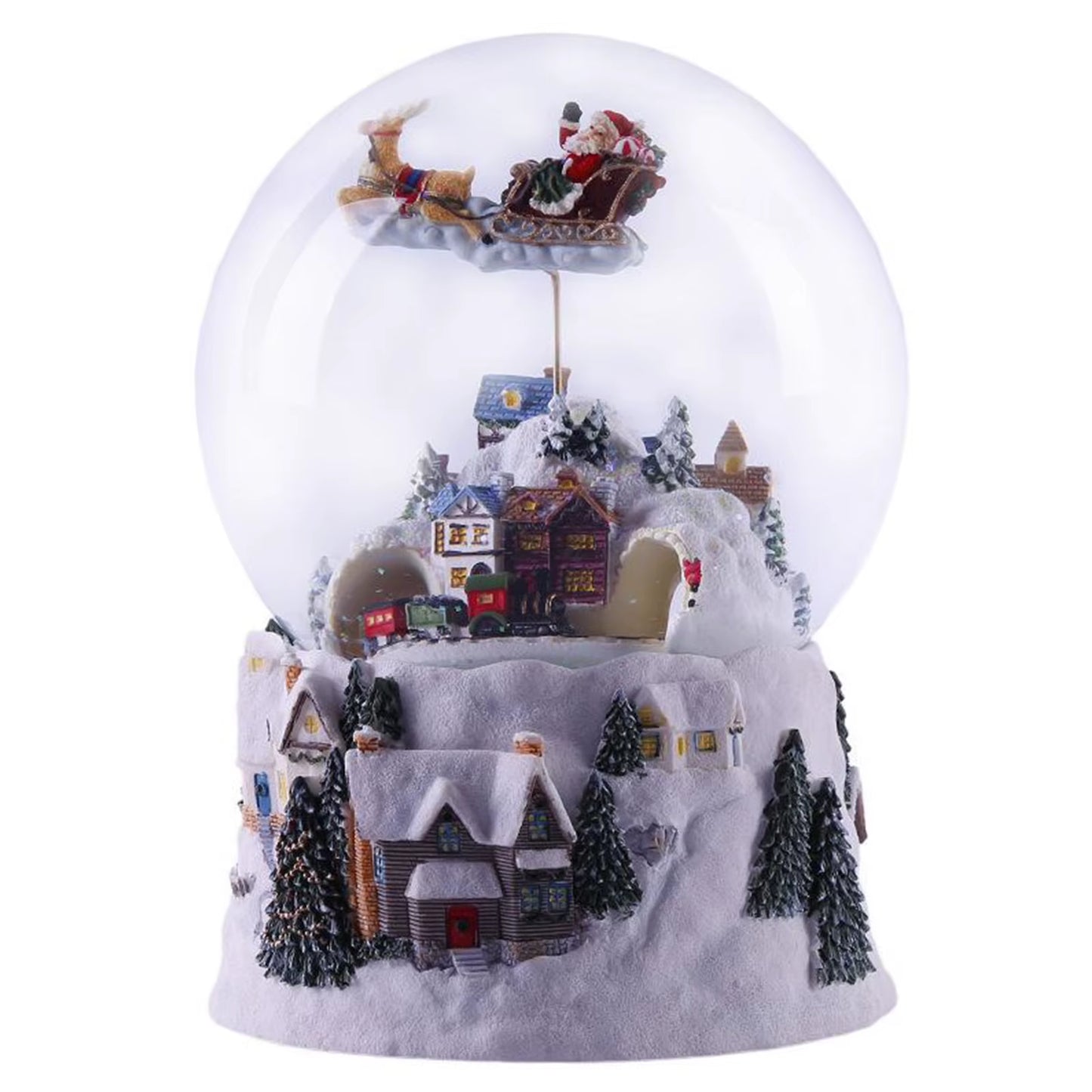 Christmas Glass Ball Crystal Ball Music Box Christmas Snow House Flying Deer Rotatable Luminous Snow Ball Music Box Creative Gif