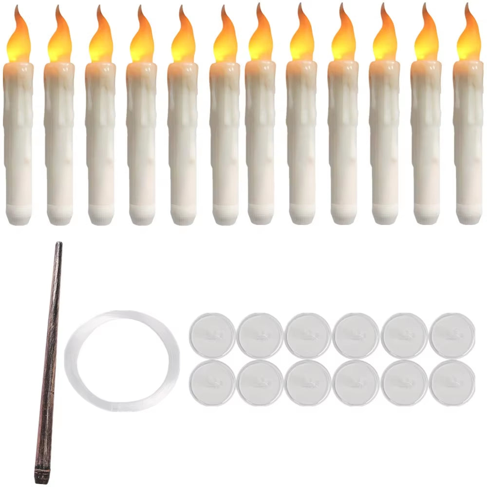 6/24Pcs Electric Flameless Long LED Candle Lights for Wedding Party Church Decoration Height Candlestick Taper Candles Lamp