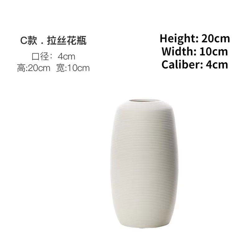 Modern Minimalist Creative White Brushed Ceramic Vase Dried Flower Arrangement Vase Home Decoration Nordic Art Crafts Ornaments