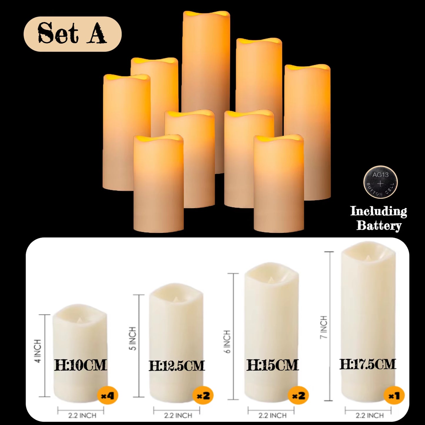 9-180Pcs LED Candles with Flickering Flameless Candles Battery Operated Pillar Candles Wedding Decoration Candlelight Christmas