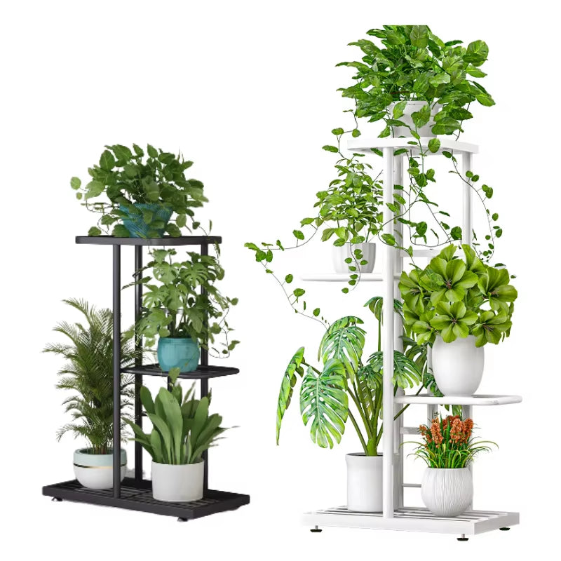 4 Tier 5 Potted Plant Stand Metal Flower Pot Holder Storage Rack Flower Display Stand for Indoor Garden Decor Flowerpot Shelf