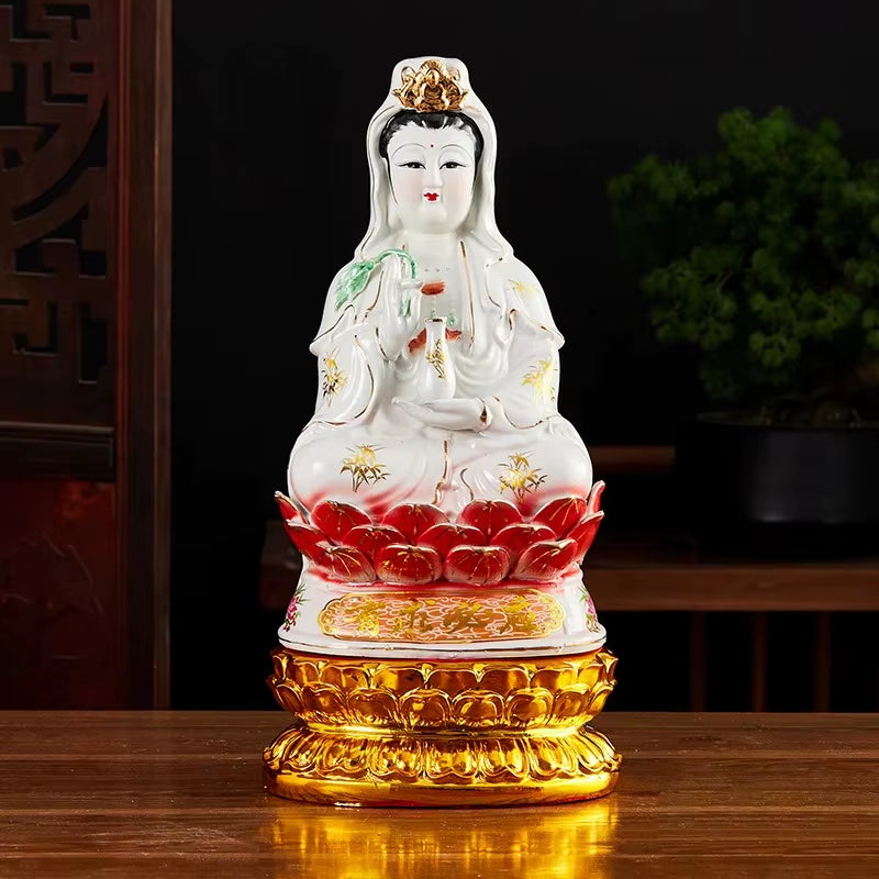 Chinese Buddha Statue Lotus Seat Guanyin Resin Cushion Home Buddha Hall Worship Supplies Buddha Tools Decoration Accessories