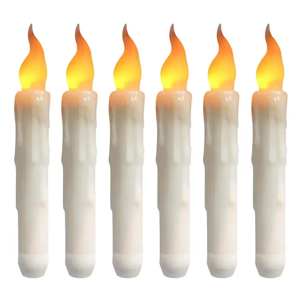 6/24Pcs Electric Flameless Long LED Candle Lights for Wedding Party Church Decoration Height Candlestick Taper Candles Lamp