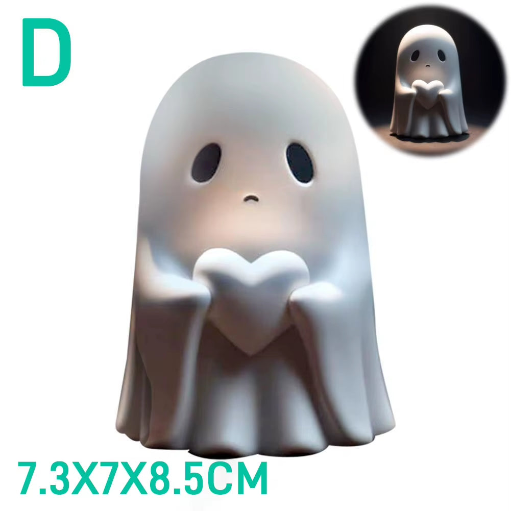 Middle Finger Cute Ghost Statue, Ghosts Small Scary Ghost Figurines, Halloween Home Decorations, Coffee Table Centerpieces Shelf