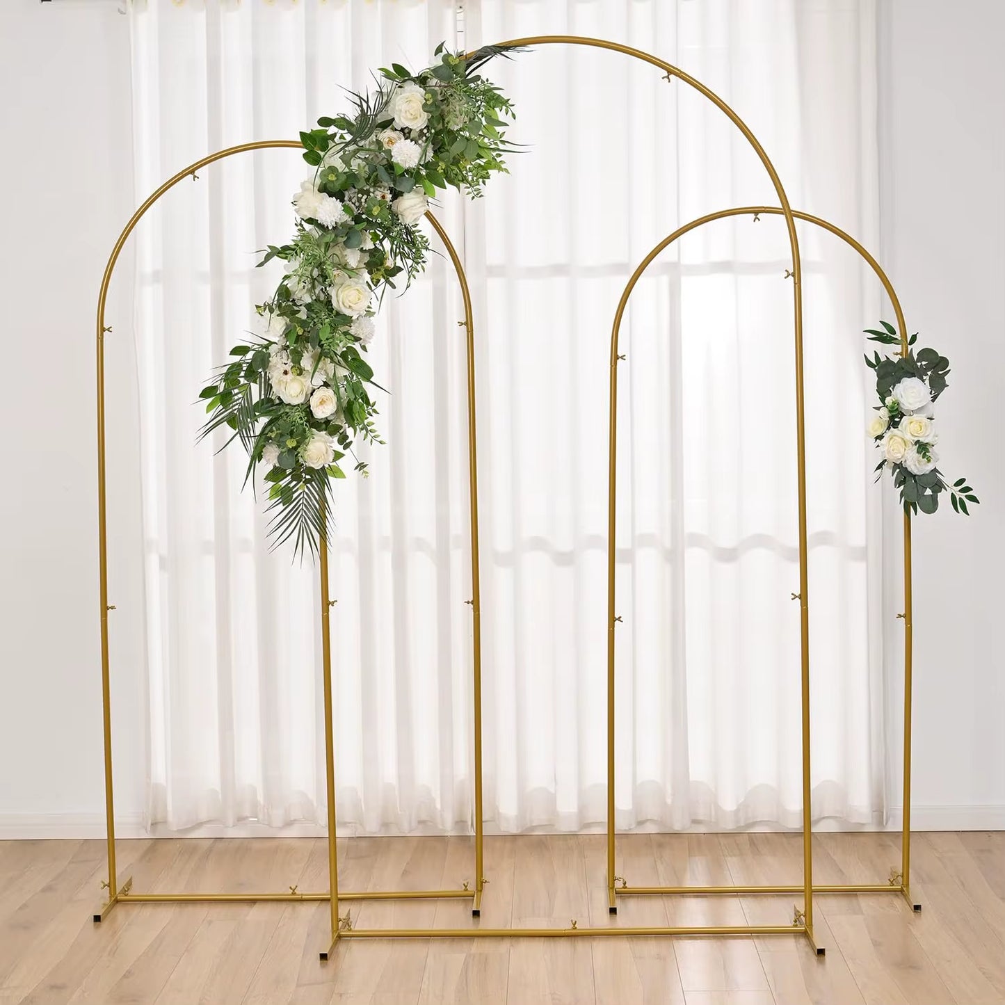 Wedding Arch Backdrop Stand Set of 3 (7.2FT, 6.6FT,5.9FT), Balloon Arch Stand, Metal Arch Backdrop Stand for Wedding Ceremony, B