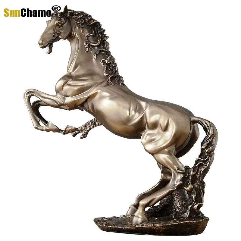 Bronze Cold Cast Horse Statue Art Sculpture Decoration Abstract Animal Resin Crafts Home Decorations Accessories for Living Room