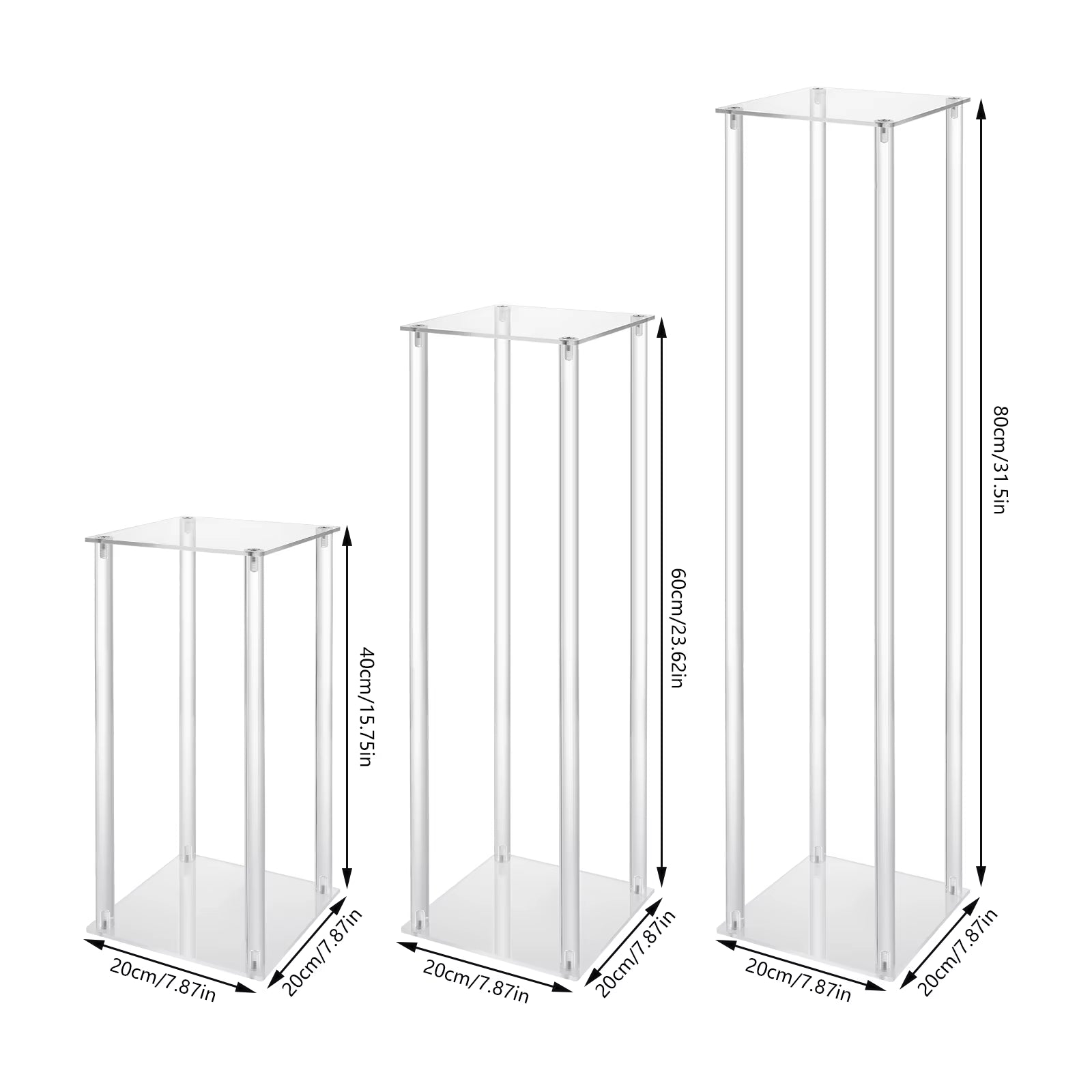 Acrylic Vase Wedding Centrepieces, 3 Pcs Clear Column Flower Display Stand, Geometric Display Stand for Home Decor