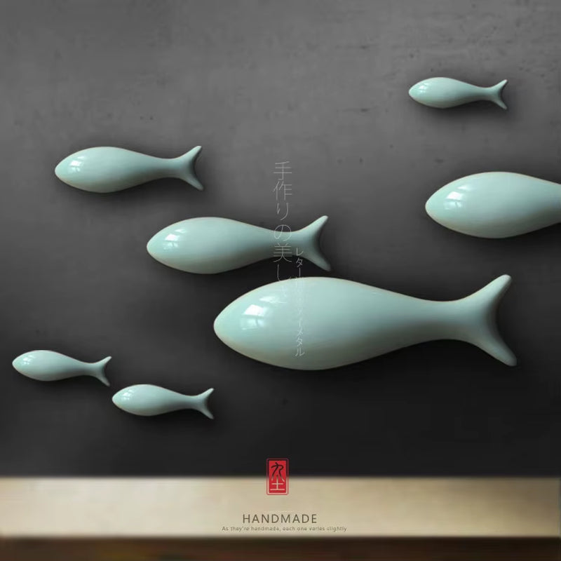 Ceramic Fish Wall Hanging Decoration Modern Wall Decoration Solid Wall Stickers Wall Decoration Porcelain Fish Soft Decorations