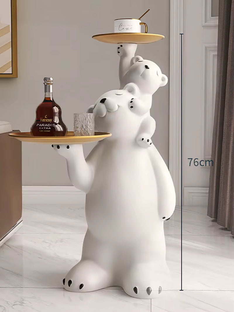 Nordic Home Decor Tray Furniture Living Room Creative Polar Bear Statues Large Floor Welcome Home Decorations Housewarming Gifts