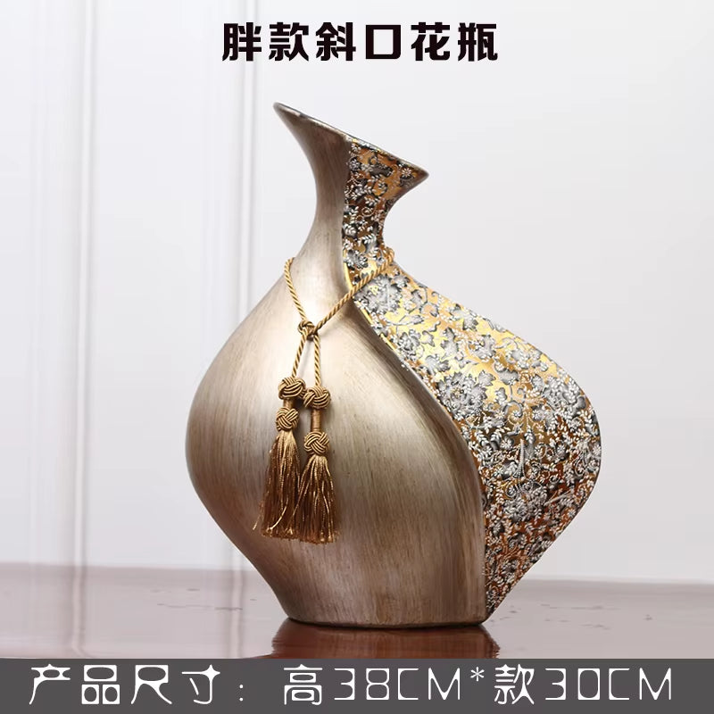 Creative European Style Ceramic Vase Home Decorations Retro Small Mouth Crafts Flower Arrangement Wedding Decoration