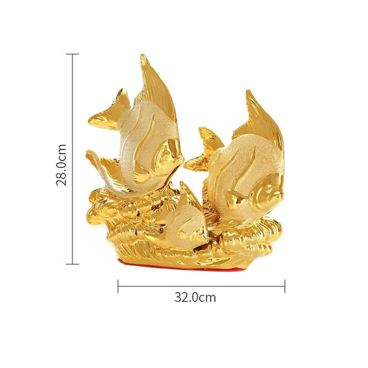 European Wedding Decor Crafts Ceramic Creative Room Decoration Handicraft Gold Fish Porcelain Figurines Decorations W4375