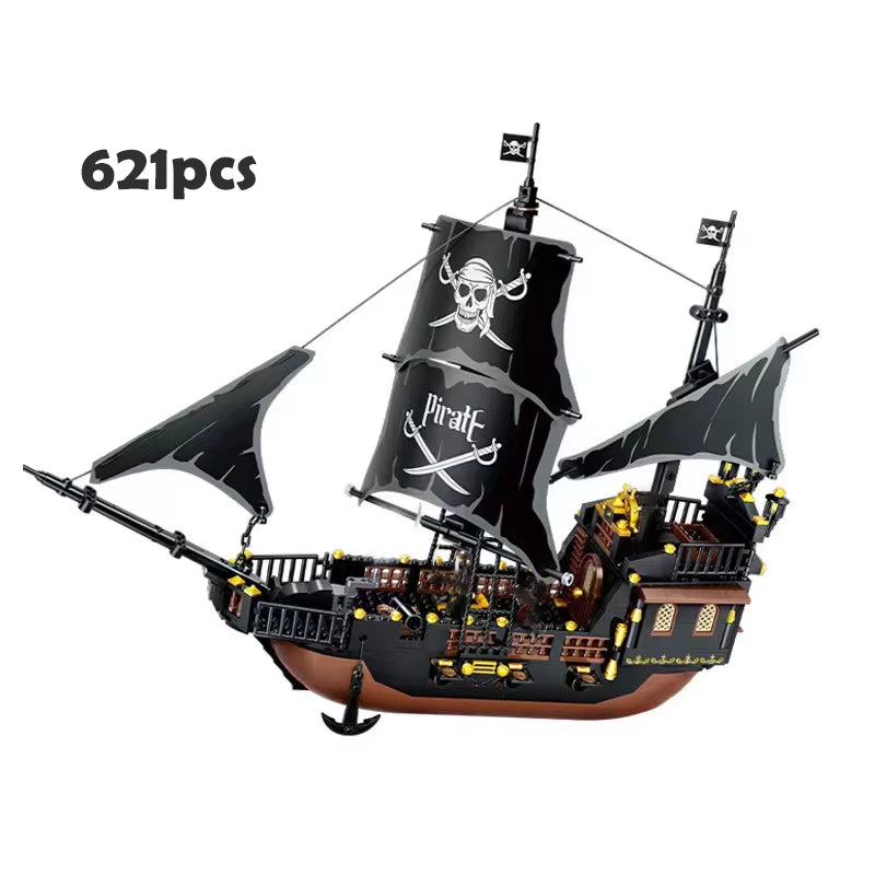 MOC Creative Pirate Ship Adventure Ship Set Building Blocks DIY Luminous Building Blocks Decorative Bricks Boy Toy Gift