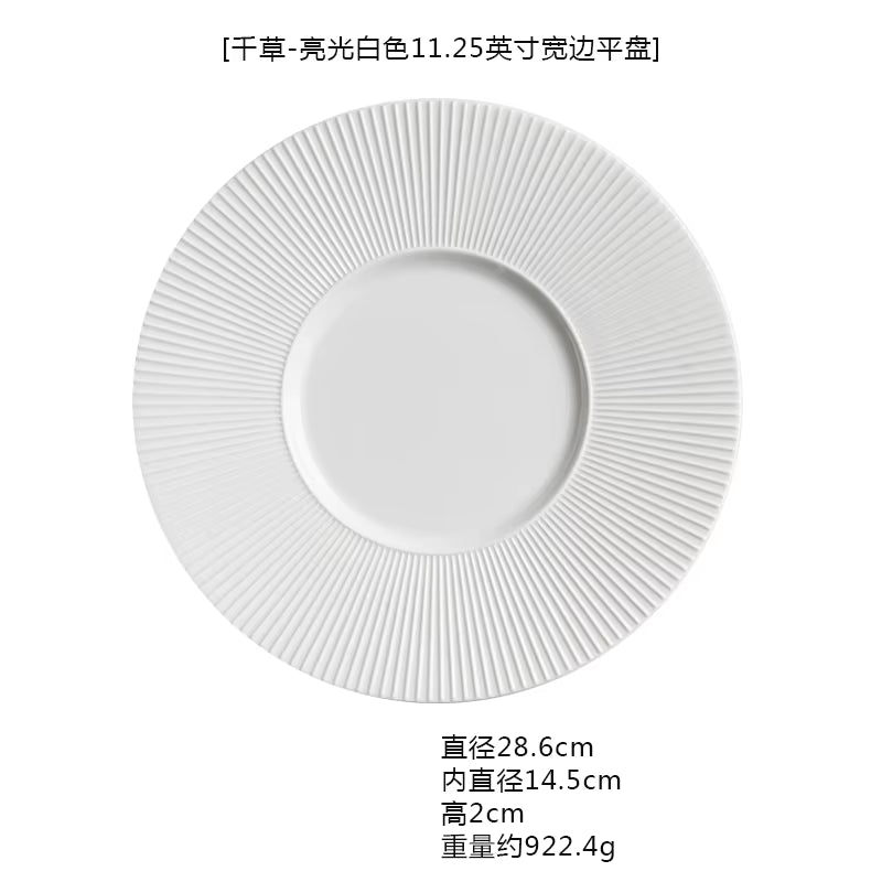 Nordic Simple Steak Plate Vertical Western Tableware Creative French Pasta Plate Fruit Salad Kitchen Utensils Home Decorations