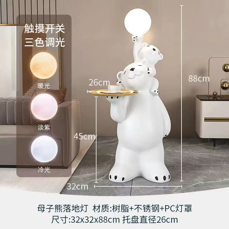 Nordic Home Decor Tray Furniture Living Room Creative Polar Bear Statues Large Floor Welcome Home Decorations Housewarming Gifts