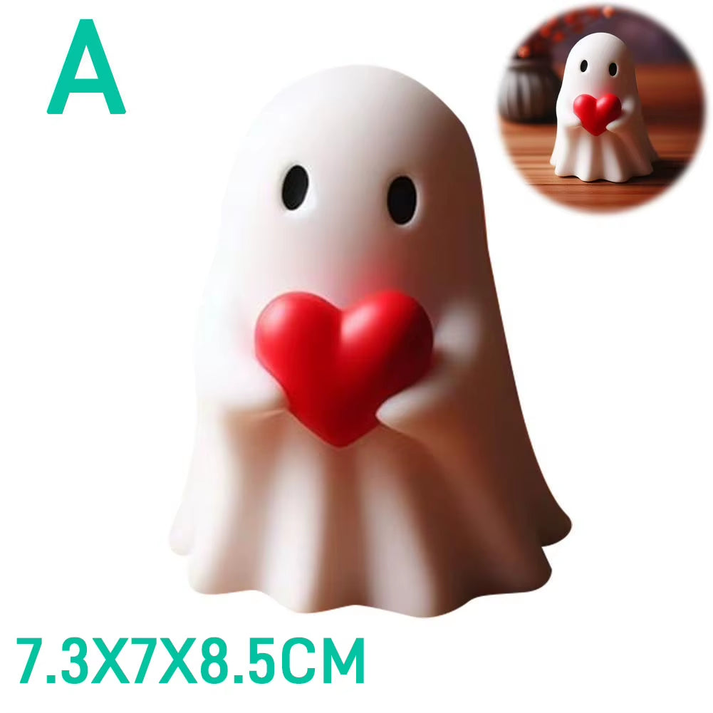 Middle Finger Cute Ghost Statue, Ghosts Small Scary Ghost Figurines, Halloween Home Decorations, Coffee Table Centerpieces Shelf