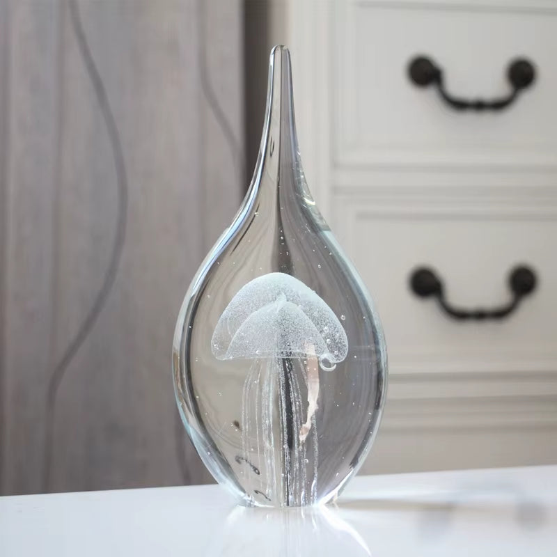 Glass Decoration Office Living Room Decoration Decoration Porch Wine Cabinet Glass Water Drop Decoration Jellyfish Gift Souvenir