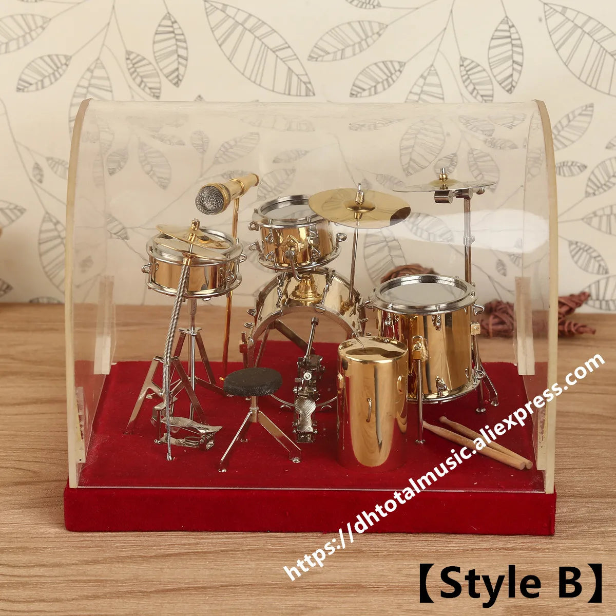 Mini Drum Set Miniature Model Drum Set Model Miniature Copper Mini Musical Instrument Model Collection