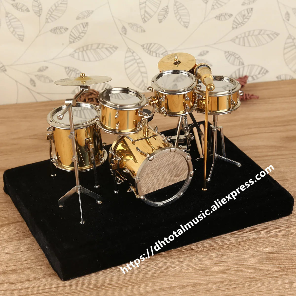 Mini Drum Set Miniature Model Drum Set Model Miniature Copper Mini Musical Instrument Model Collection