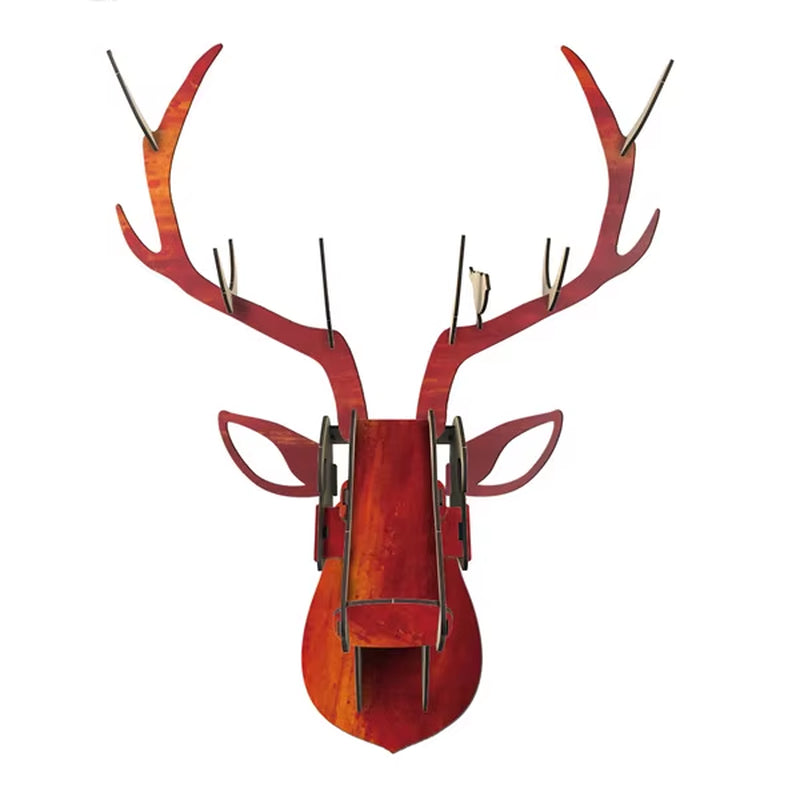 Animal Reindeer Head Wooden Wall Hanging for Living Room Bedroom Home Decor Wood Crafts MDF Hanging Decorations in Small Size