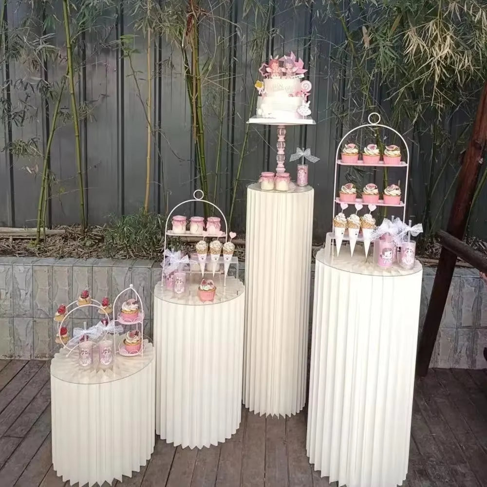 Folding Cylindrical Birthday Decoration Ornaments Background Party Decoration Wedding Home Decoration Dessert Table Cake Stand