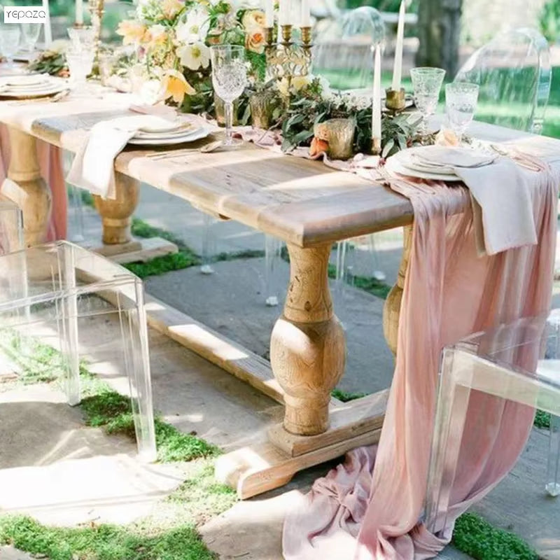 Wedding Table Decoration Rust Table Runner Terracotta Cotton Gauze Napkins Natural Christmas Decorations for Home Table