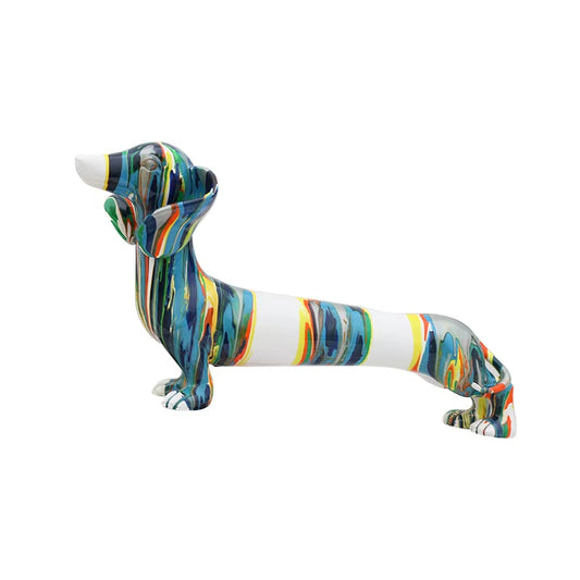 Graffiti Art Simple Creative Dachshund Color Dog Decor Home Entrance Wine Cabinet Office Decorations Resin Crafts