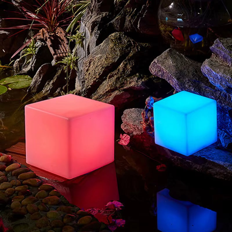 Outdoor Light Cube Led Furniture Garden Chairs outside Waterproof Plastic Garden Armchair Recharge Glow Furniture Led Cube Chair