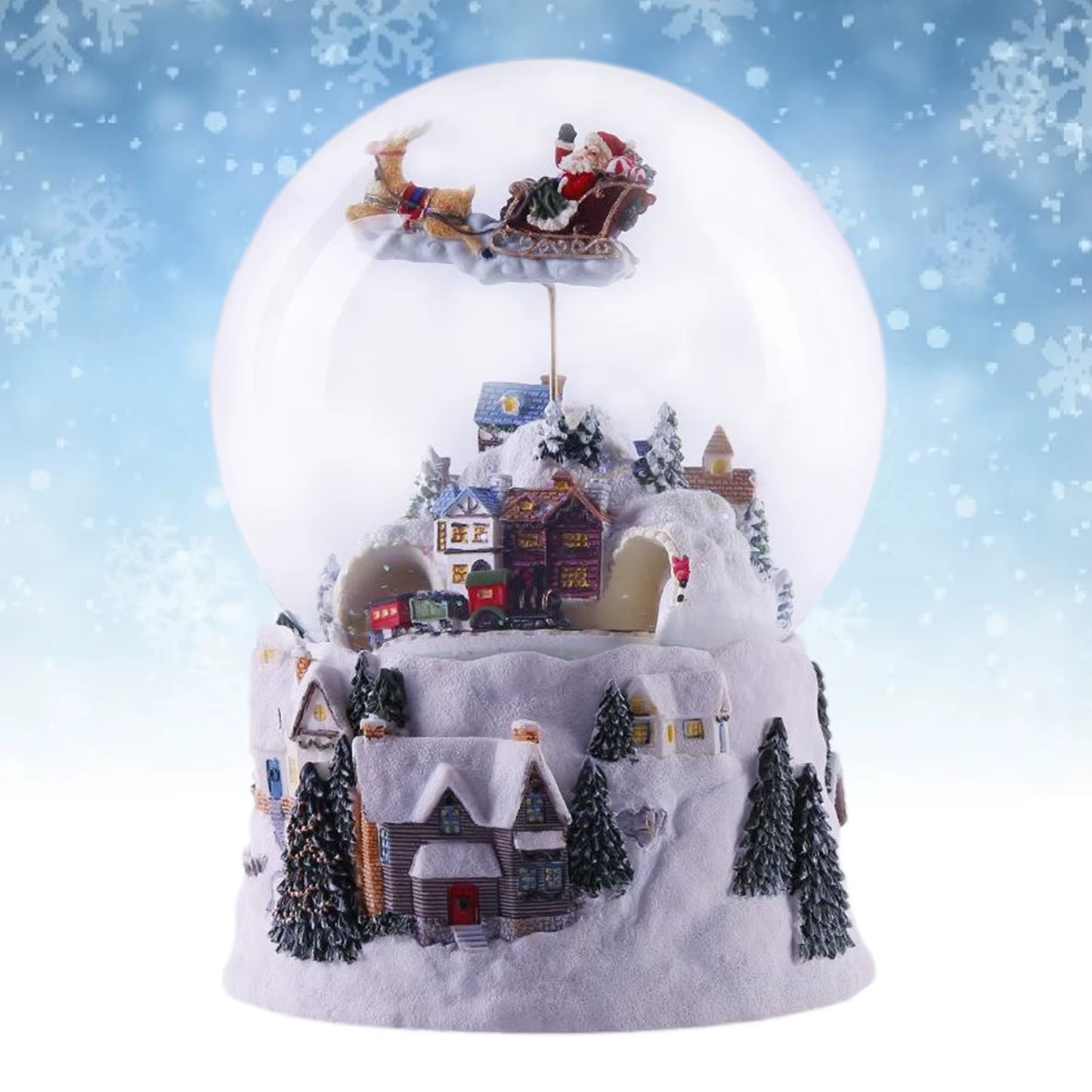 Christmas Glass Ball Crystal Ball Music Box Christmas Snow House Flying Deer Rotatable Luminous Snow Ball Music Box Creative Gif