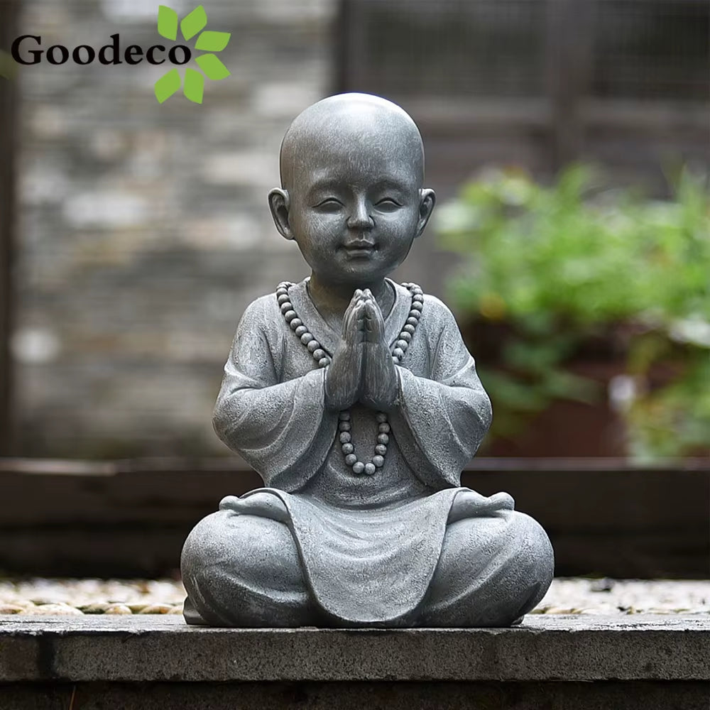 Meditating Baby Buddha Statue Garden Outdoor Buda Figurine Decor Zen Monk Sculpture Jardin Lawn Sitting Buddha Ornament