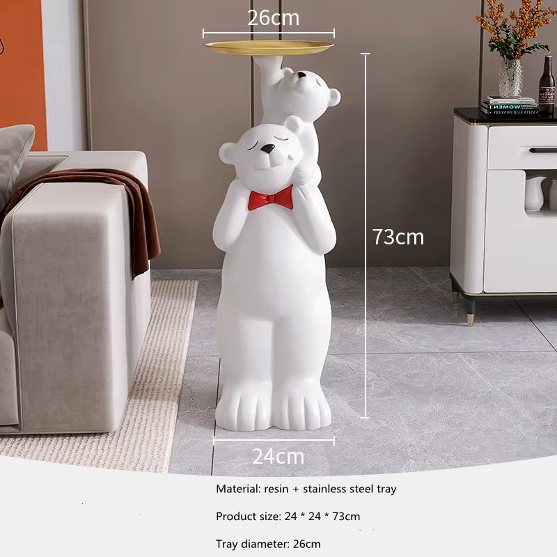 Nordic Home Decor Tray Furniture Living Room Creative Polar Bear Statues Large Floor Welcome Home Decorations Housewarming Gifts