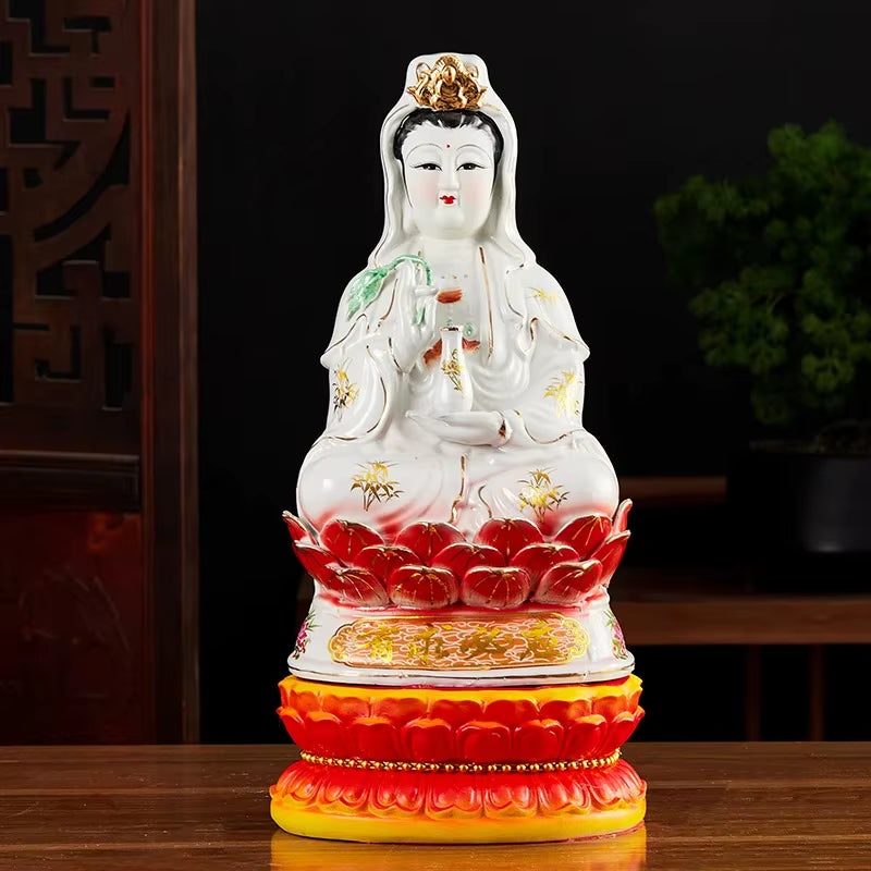 Chinese Buddha Statue Lotus Seat Guanyin Resin Cushion Home Buddha Hall Worship Supplies Buddha Tools Decoration Accessories